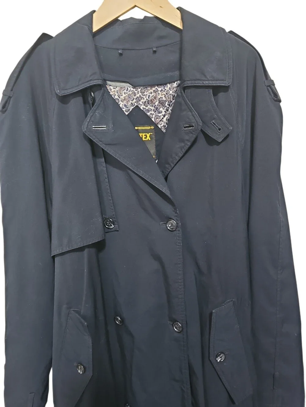 Gore-Tex B6 Apparel Technologies Vintage Long Trench Coat Black Removable Lining